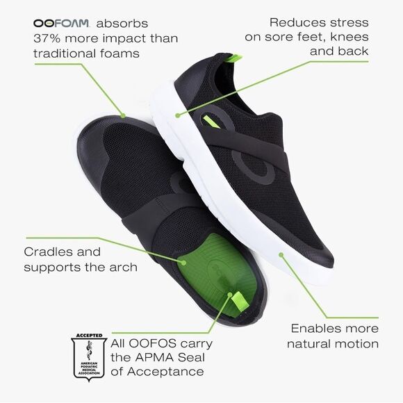 OOFOS OOMG Sport Low Slip-on Shoe Sneakers Black Size 8.5 EU 39.5 - Picture 12 of 14